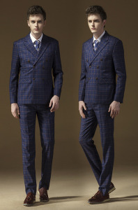 Double Breasted 3 Piece Check Seersucker Men′s Suit