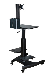 Mobile Computer Workstation Gas Lift/Trolley Single Monitor 10-24" Adjustable (GAS 1601)
