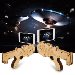 Bluetooth 4.0 Wooden Ar Toy Gun for 3D Shooting Games
