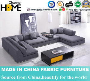 Modern Home Living Room Furniture Large Corner Fabric Sofa (HC566)
